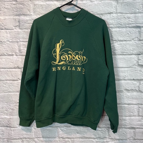 Vintage London England Green Elms Sweatershirt Vintage Men’s Large - Picture 2 of 8